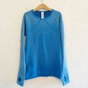 Ivivva by Lululemon Blue Long Sleeve Active Top Thumbholes Size 12 EUC